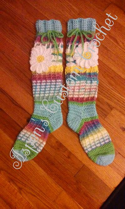 Free spirit knee high slipper socks - Project by Clarissa Paige Dove