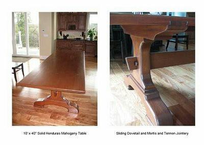 Honduran mahogany, slab top, trestle table - Project by Quin W.