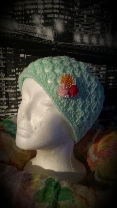 Mint green ladies granny stitch hat - Project by Emma Stone