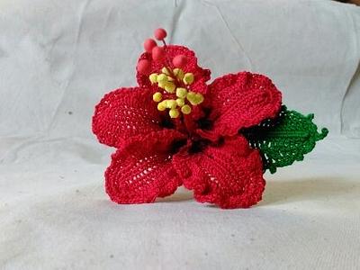 Chevron Red Hibiscus Crochet Flower - Project by Flawless Crochet Flowers