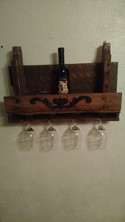 reclaimed pallet wood wine rack and stem holder - Project by JMac