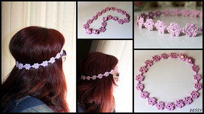 Crochet headband in light purple - Project by Dessy