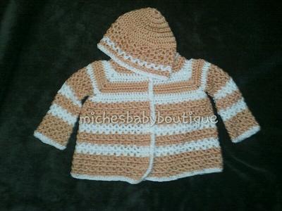 Orange and white cardigan - Project by michesbabybout