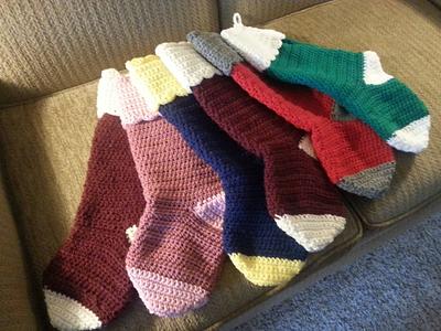 Crocheted Christmas stockings - Project by Shirley