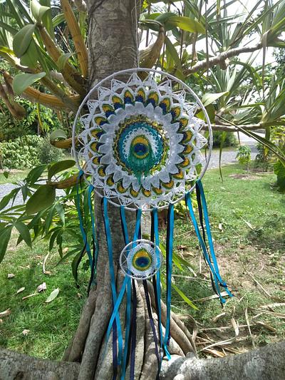 Peacock's Galaxy Dream Catcher - Project by Flawless Crochet Flowers