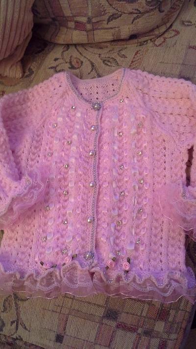 pink sparkle cardigan 6-12mths  - Project by evepudding