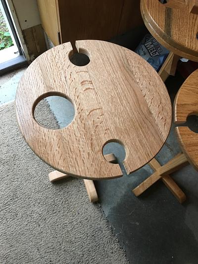 Solid Oak and Mahogany  Wine Tables - Project by David A Sylvester  