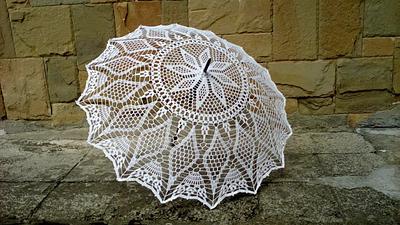 Lace Parasol, Crochet Wedding Umbrella, White Victorian Umbrella, Romantic Wedding - Project by etelina