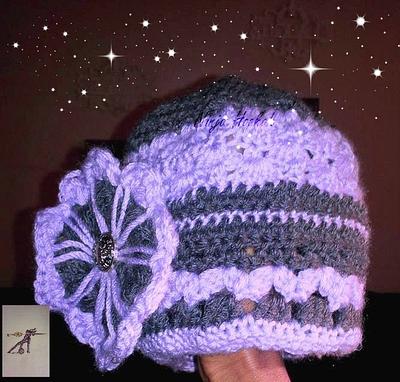 Purple and Gray Flower Hat  - Project by DIana  Perez-Rodriguez