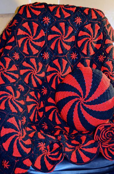 Black and red Peppermint Throw and Pillow - Project by Anginator