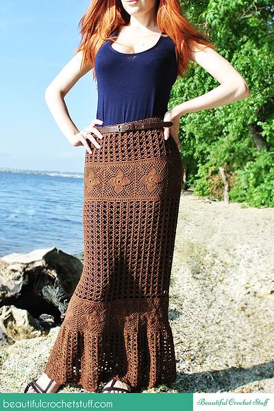 Crochet Maxi Skirt Free Pattern - Project by janegreen