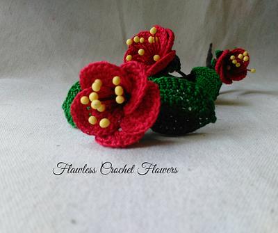 Red Cherry Blossoms - Project by Flawless Crochet Flowers