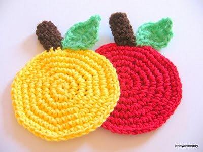 easy apple coaster free pattern - Project by jane