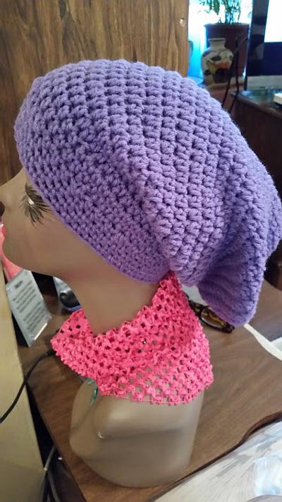 Slouchy Beanies, Crochet, Purple - Project by Rosario Rodriguez