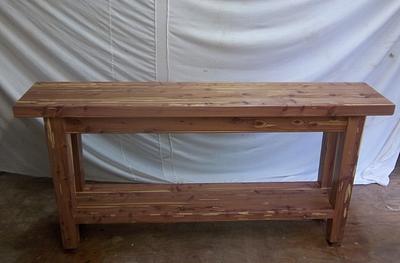 Cedar hall table from 8X8 beam - Project by woodbutchersc