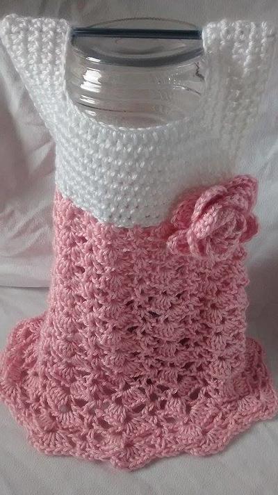 Baby girl, pink and white dress, handmade crocheted baby, girl clothes - Project by ♥♥♥ CrochetingPrecious  ♥♥♥