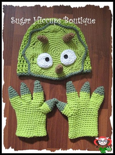 Triceratops Crochet Hat and Claw Gloves - Project by Heather Macias