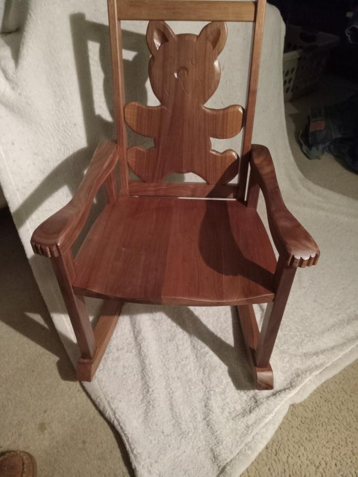 Teddy bear child rocking chair ( walnut)