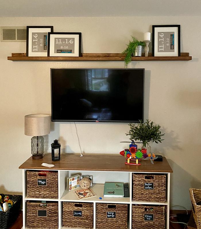 Simple over-TV shelf