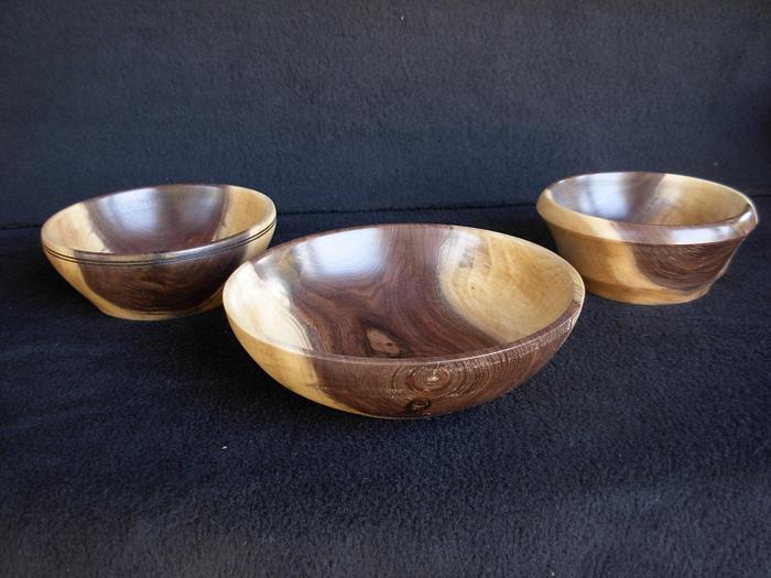 Three Walnut Bowls