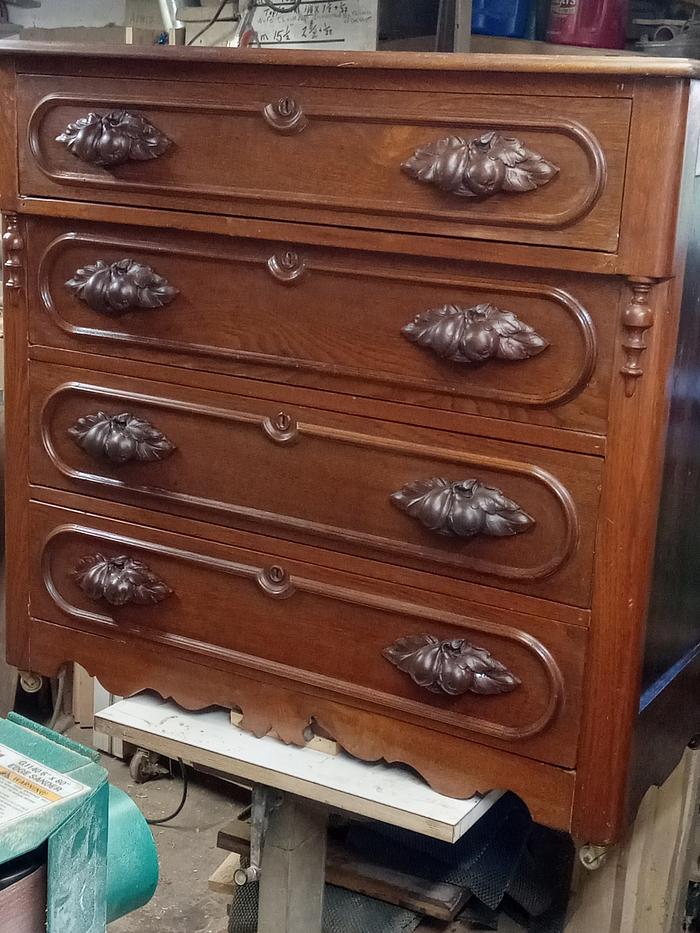 Restored 1870's walnut 4 drawer dresser 