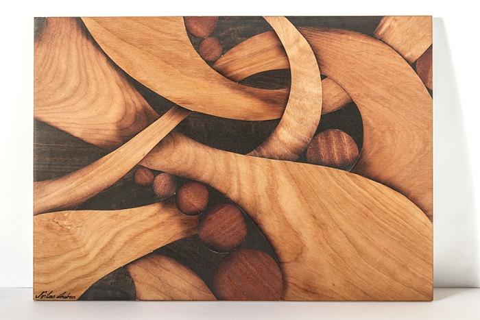 Abstract wood marquetry