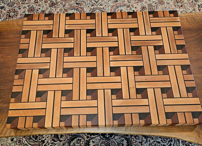 3D end grain cutting board "weave pattern"
