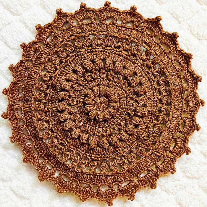 Round Textured Crochet Flower Tablemat