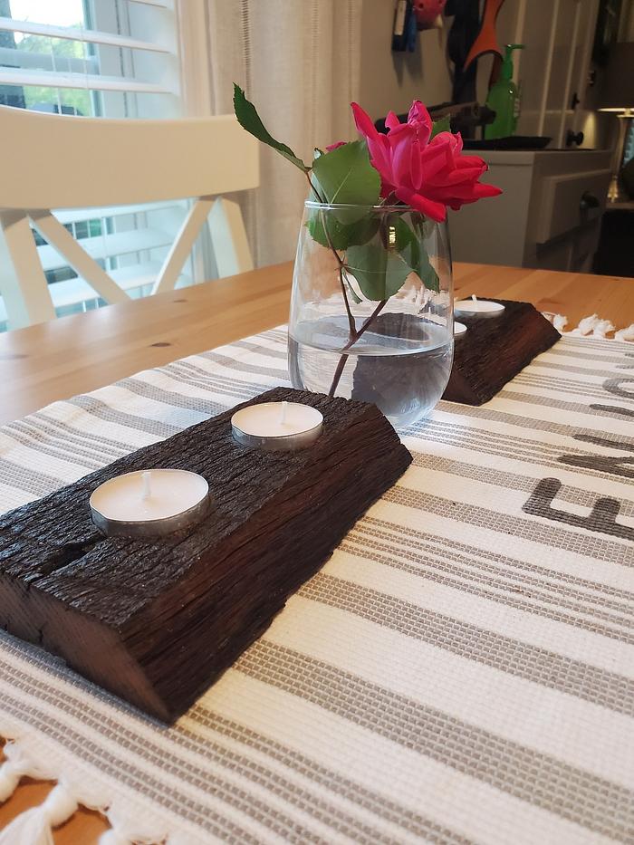 Live edge candle holders