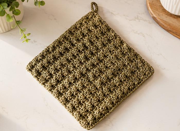 Easy Textured Farmhouse Crochet Trivet Pattern 