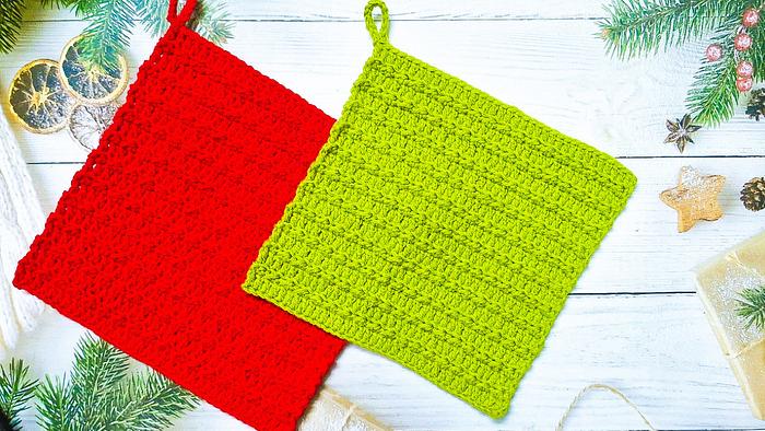 Christmas Holiday Crochet Square Potholder