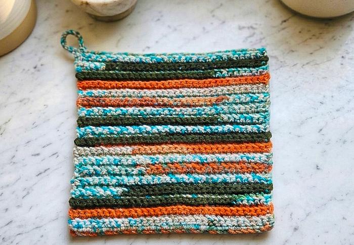 The Harvest Stripe Crochet Potholder