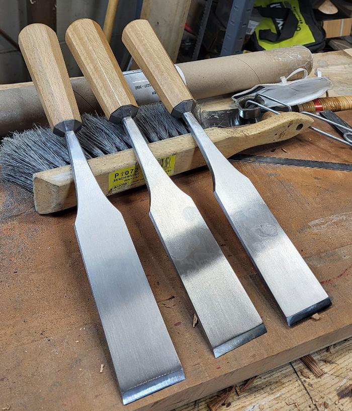 Three really large 18th century style chisels