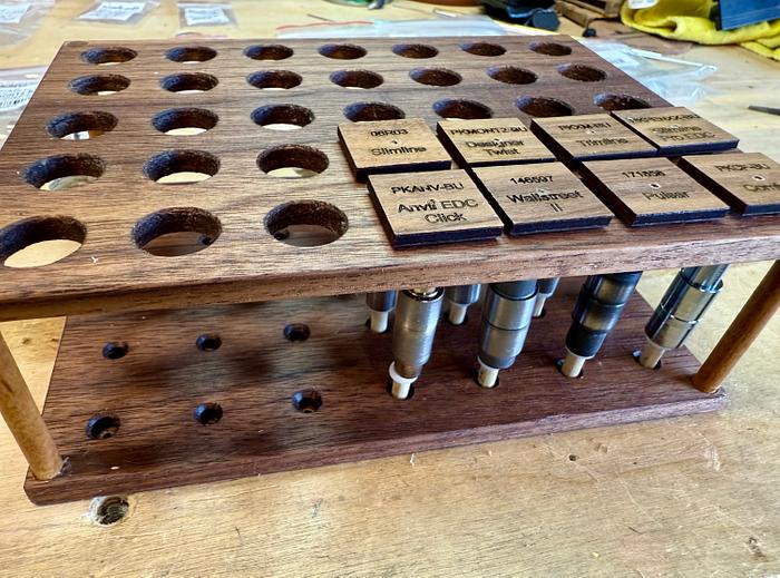 Pen turning bushing storage and organization