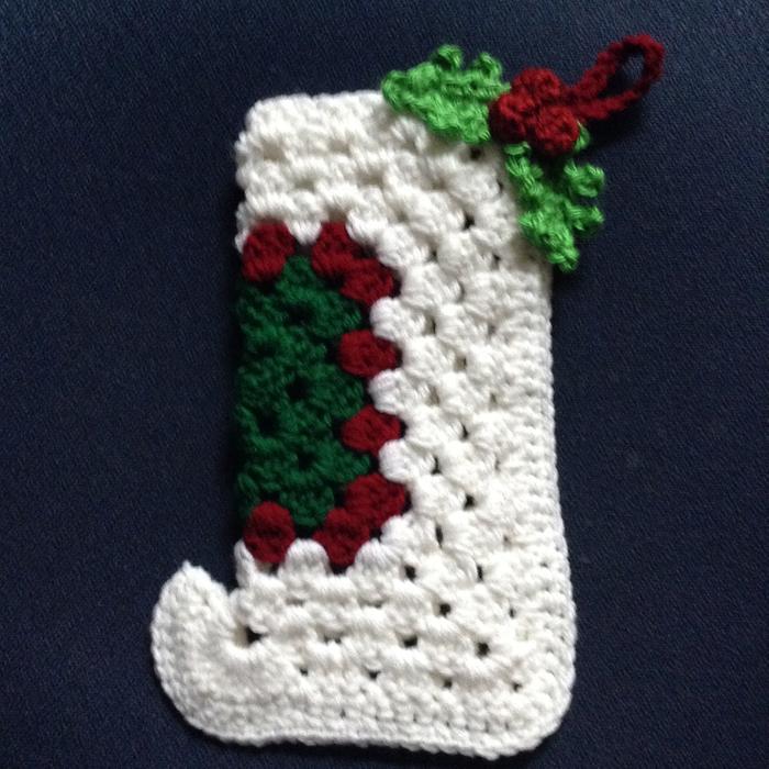 Christmas Stocking with holly motif