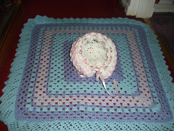 crochet hat and blanket