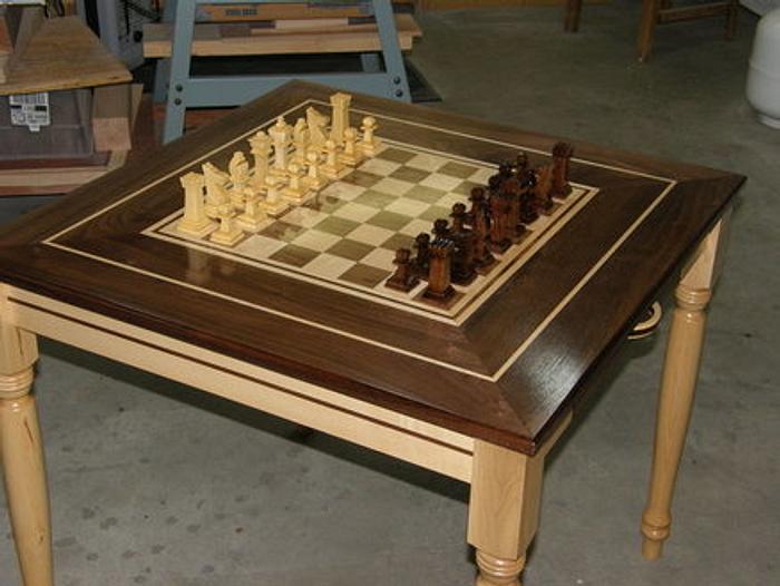 Chess Table and 3d cut pieces..