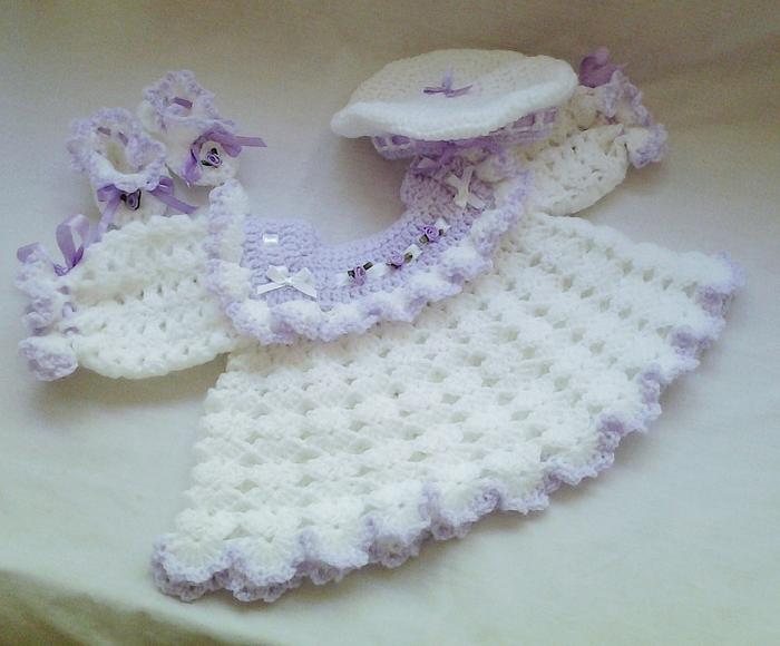 Beautiful angel top cheeky trimmed beret and cute frilled shoes