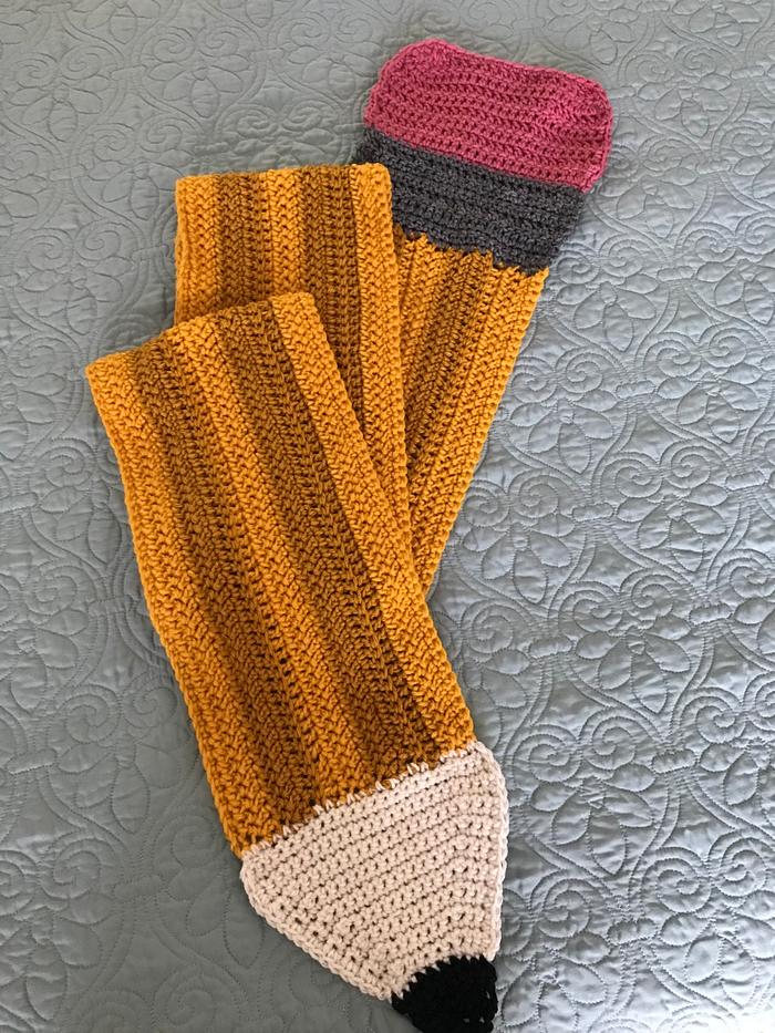 Crocheted pencil scarf