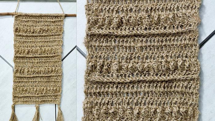 Simple Country Side Crochet Jute Wall Hanging 