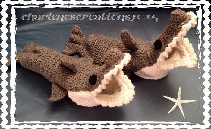 Crochet Shark Slippers
