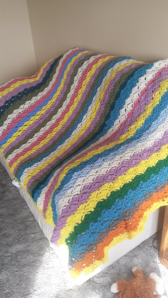 Colorful Striped Afghan and Granny Square Afghan