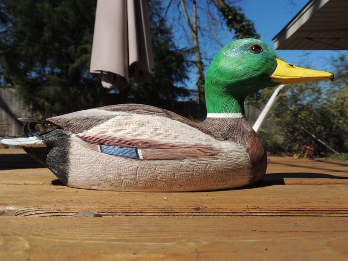 Carving and Painting of Mallard Drake Duck