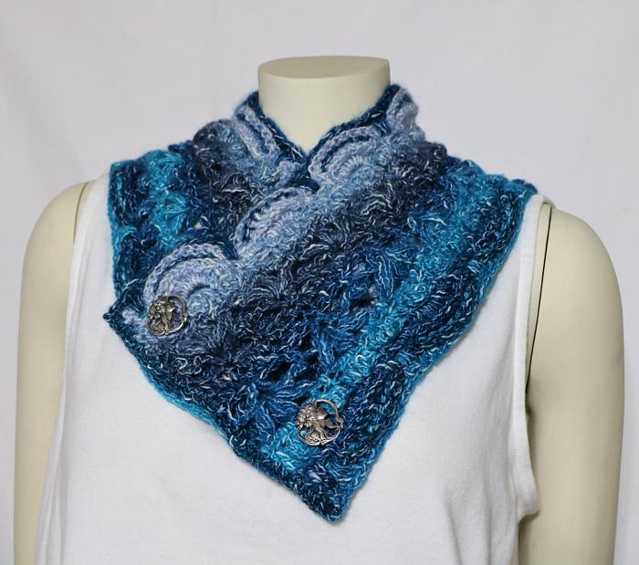 Roxy's Cowl in Shawl in a Cake Healing Teal.