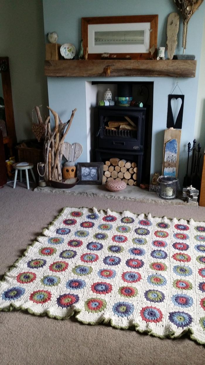 my first sunburst granny Square blanket