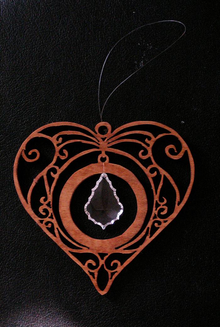 Scroll Sawed Heart with Crystal