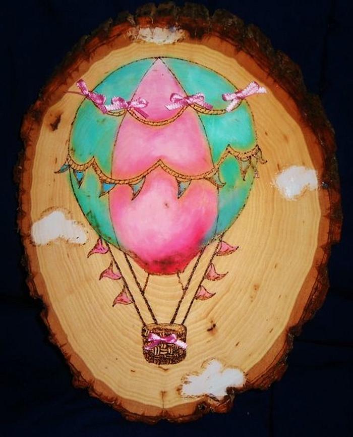 Hot Air Balloon Pyrography with Watercolor Paint and Bows