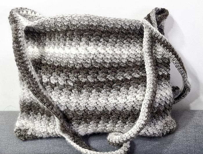 Cloud and Charcoal Easy Crochet Market Tote Bag