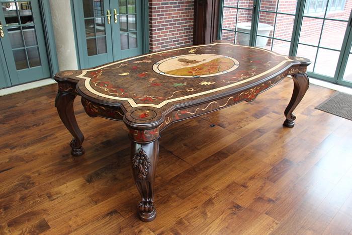 Dining Table with Carving & Marquetry