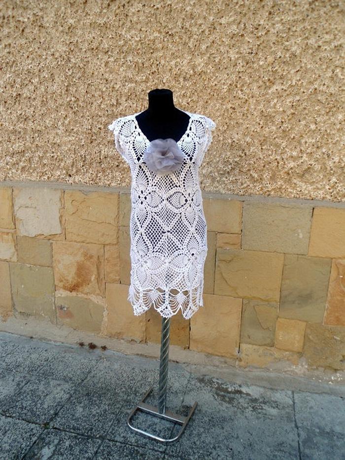 Crochet Beach Dress, White Handmade Dress, Summer Beach Dress, Crochet Resort Dress, Sexy Lace Dress